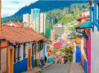 Colorful street in La Candelaria, Bogotá