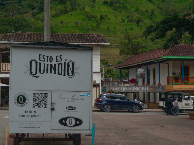 Landscape of the Quindian Mountains with its traditional towns in Colombia's Coffee Region.